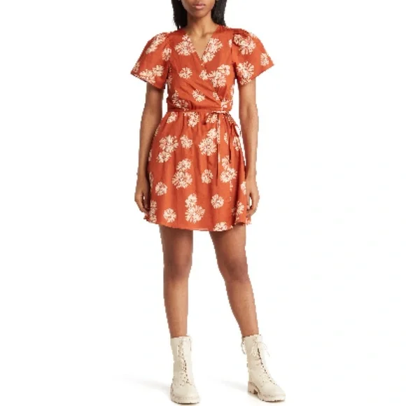 Madewell Floral Print Wrap Minidress - Picture 1 of 3